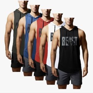 GYM REVOLUTION Men's 5 Pack Workout Fitness Sleeveless Shirts Muscle Gym Tank XL